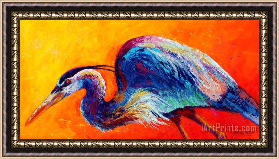 Marion Rose Daddy Long Legs - Great Blue Heron Framed Painting