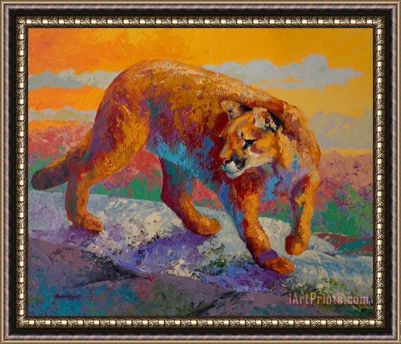 Marion Rose Down Off The Ridge - Cougar Framed Painting