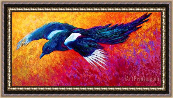 Marion Rose Magpie In Flight Framed Painting
