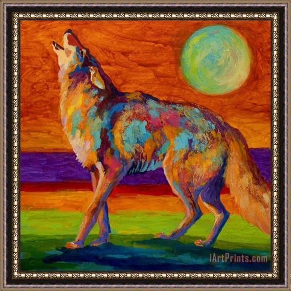 Marion Rose Moon Talk - Coyote Framed Painting