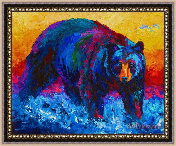 Marion Rose Scouting For Fish - Black Bear Framed Painting