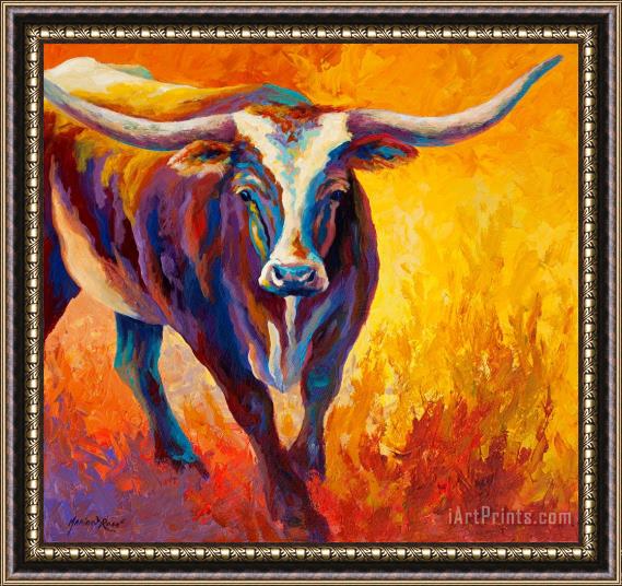 Marion Rose Stepping Out - Longhorn Framed Painting