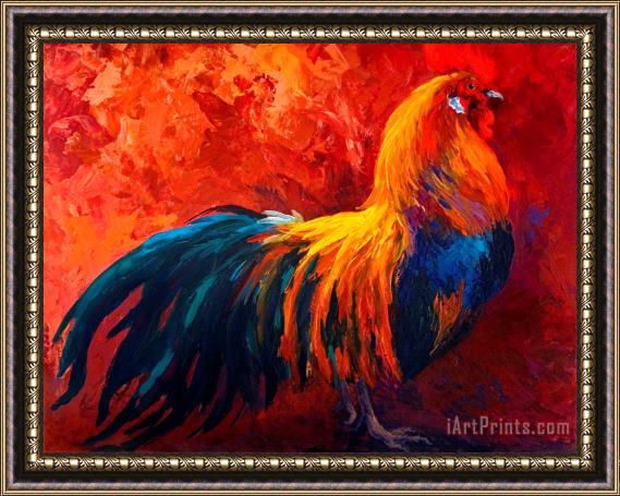 Marion Rose Strutting His Stuff - Rooster Framed Painting