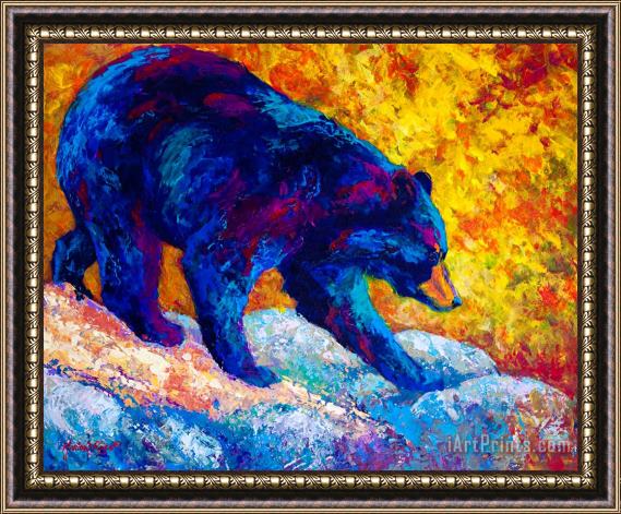 Marion Rose Tentative Step - Black Bear Framed Painting