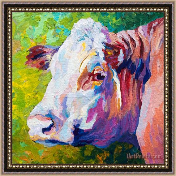 Marion Rose White Face Cow Framed Painting
