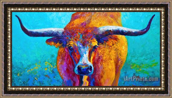 Marion Rose Widespread - Texas Longhorn Framed Painting