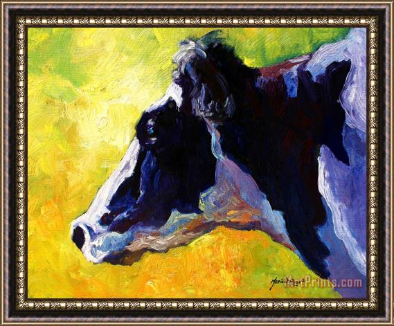 Marion Rose Working Girl - Holstein Cow Framed Painting