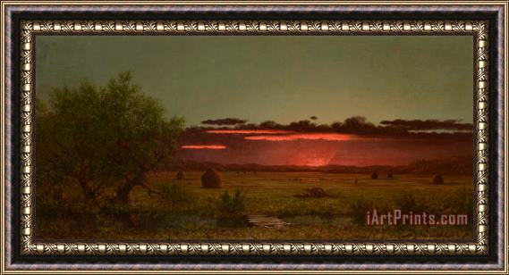 Martin Johnson Heade Jersey Meadows at Sunset Framed Print