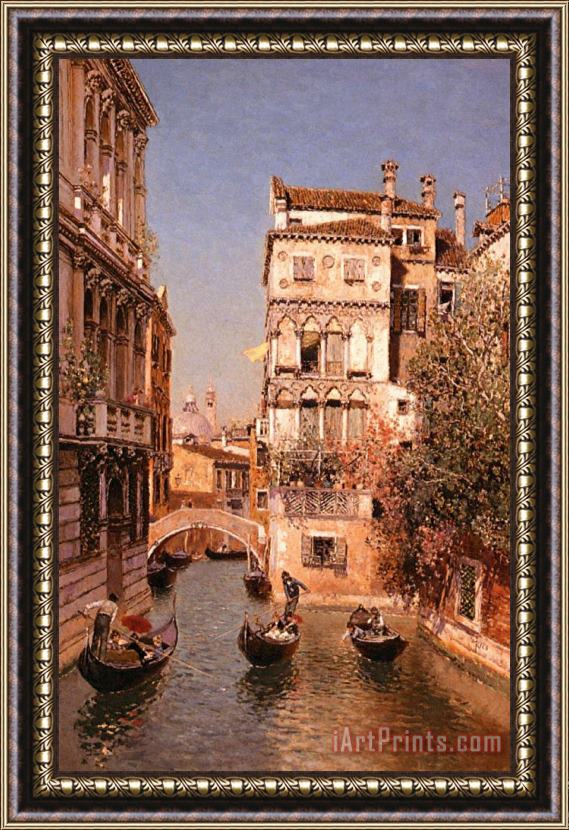 Martin Rico y Ortega Along The Canal, Venice Framed Painting