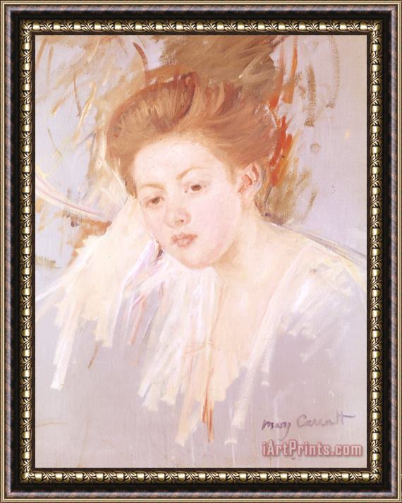 Mary Cassatt Head of a Young Girl (pastel on Paper) Framed Print