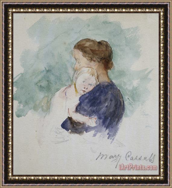 Mary Cassatt Watercolor of Mother And Child Framed Print