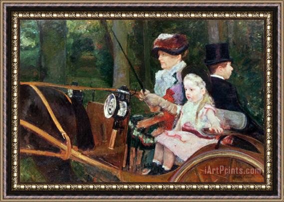 Mary Stevenson Cassatt A woman and child in the driving seat Framed Painting