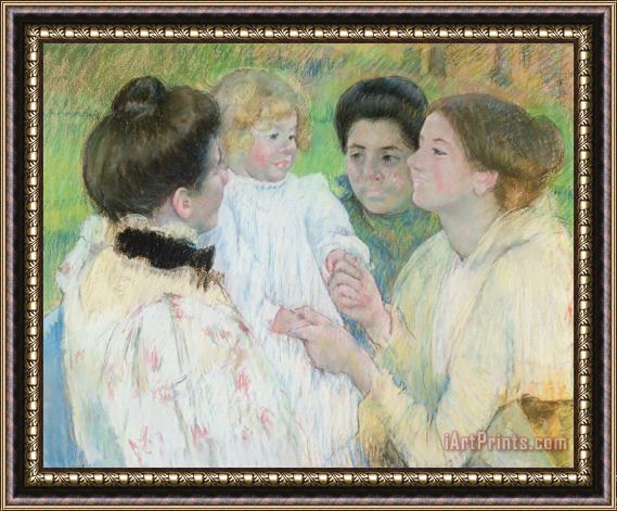 Mary Stevenson Cassatt Women Admiring a Child Framed Painting