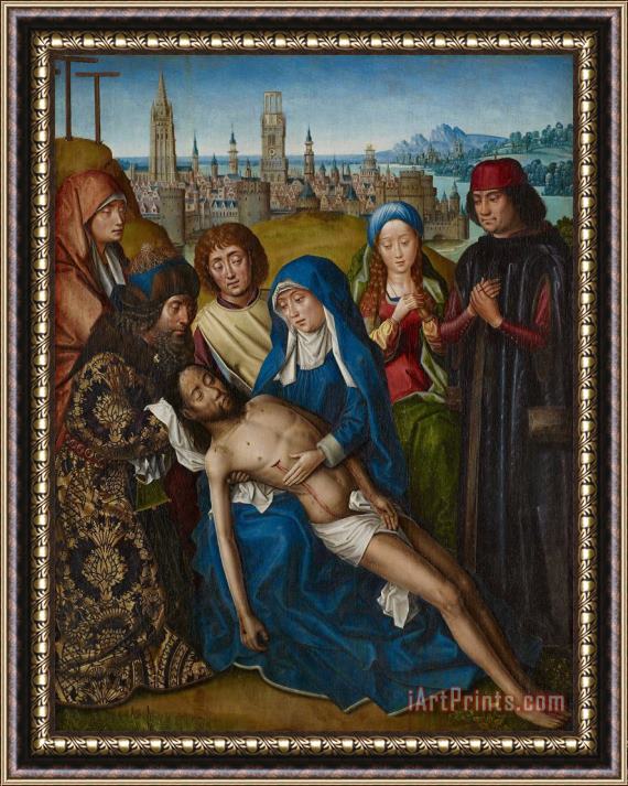 Master of the Legend of Saint Lucy Lamentation With Saint John The Baptist And Saint Catherine Of Alexandria Framed Painting