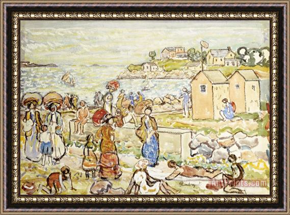 Maurice Brazil Prendergast Bathers And Strollers at Marblehead Framed Painting
