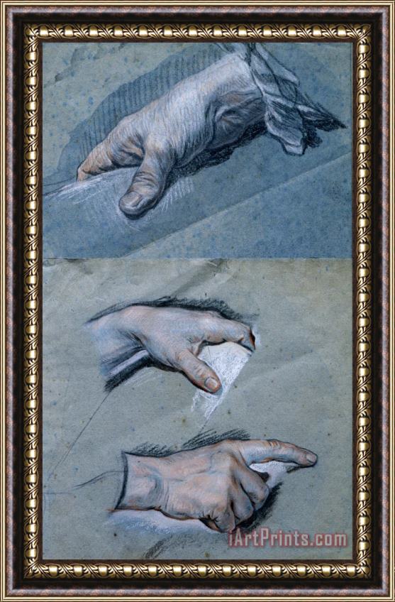 Maurice-Quentin de La Tour Study of The Hands of a Man Framed Print