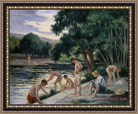 Maximilien Luce Bathers on The Banks of The Cure Framed Print