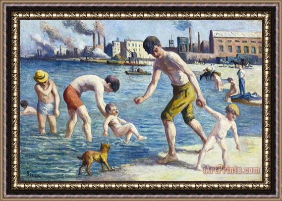 Maximilien Luce Bathers Framed Painting