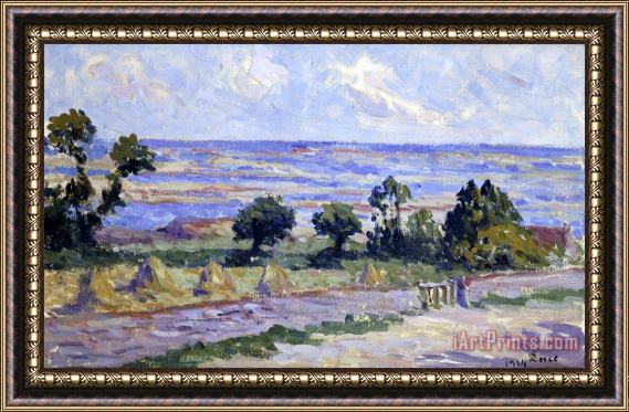 Maximilien Luce Haystacks by The Sea Framed Painting