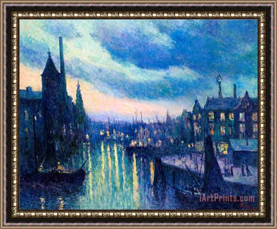 Maximilien Luce The Port of Rotterdam at Night Framed Print