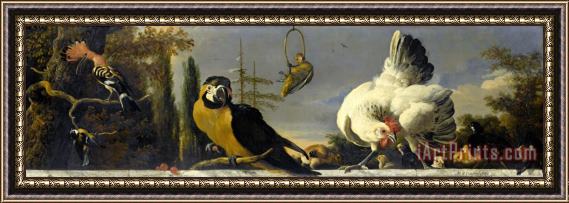 Melchior de Hondecoeter Birds on a Balustrade Framed Painting