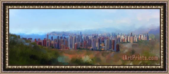 Michael Greenaway Benidorm Skyline Framed Painting