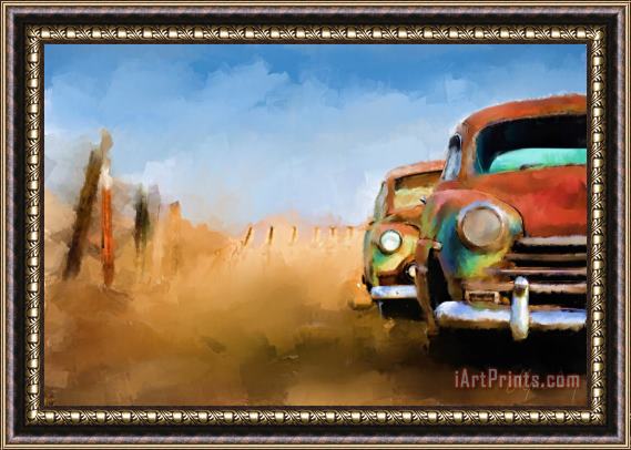 Michael Greenaway Old Cars Rusting painting Framed Painting