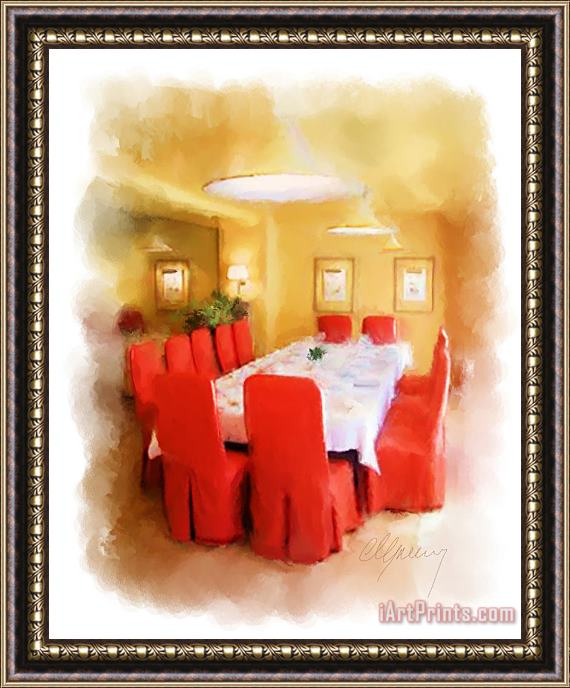 Michael Greenaway Restaurant Interior Menu Cover Framed Painting