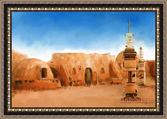Michael Greenaway Star Wars Film Set Tatooine Tunisia Framed Painting