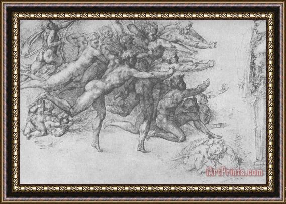 Michelangelo Buonarroti Archers Shooting at a Herm Framed Print