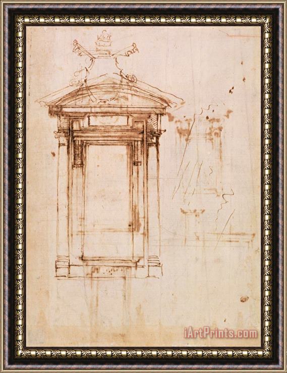 Michelangelo Buonarroti Architectural Study Framed Painting