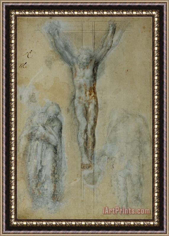 Michelangelo Buonarroti Christ on The Cross Between The Virgin Mary And Saint John Framed Print