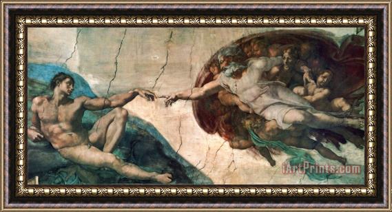 Michelangelo Buonarroti Creation of Adam Framed Painting