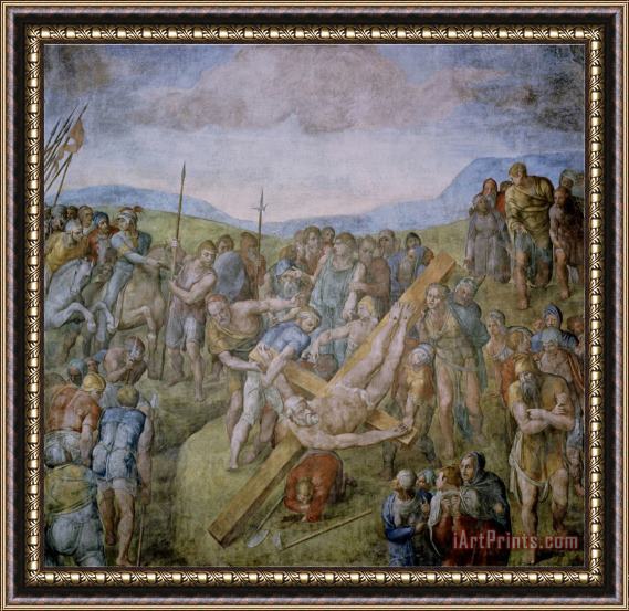 Michelangelo Buonarroti Crucifixion of St Peter 1546 50 Fresco Framed Painting