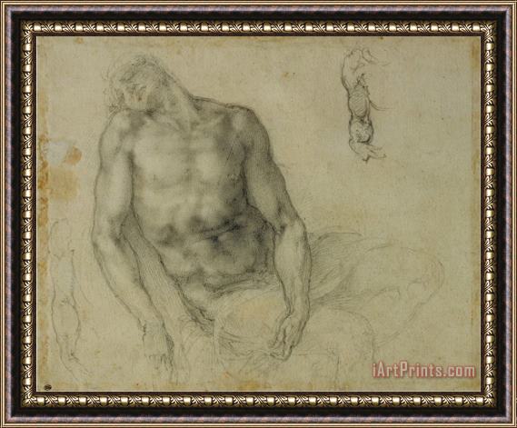 Michelangelo Buonarroti Figure of The Dead Christ And Two Studies of The Right Arm Framed Print