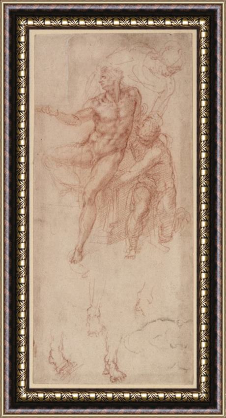 Michelangelo Buonarroti Figure Studies Framed Painting