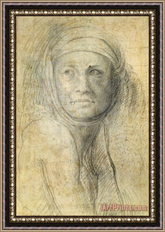 Michelangelo Buonarroti Head of a Woman Framed Painting