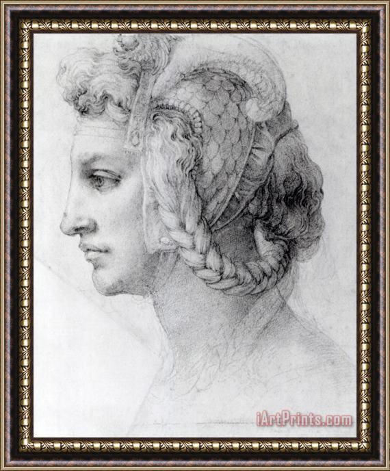 Michelangelo Buonarroti Ideal Head of a Woman C 1525 28 Framed Painting