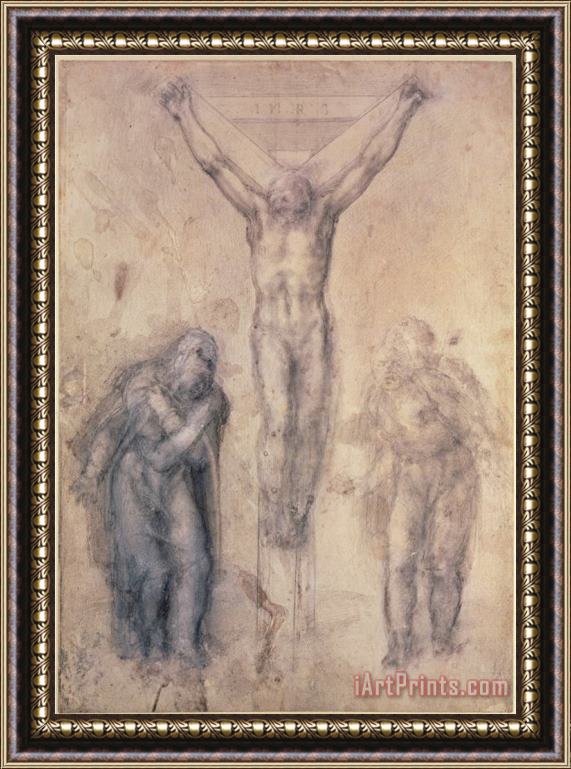 Michelangelo Buonarroti Inv 1895 9 15 509 Recto W 81 Study for a Crucifixion Framed Painting