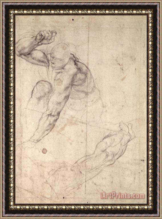 Michelangelo Buonarroti Male Figure Study Framed Painting
