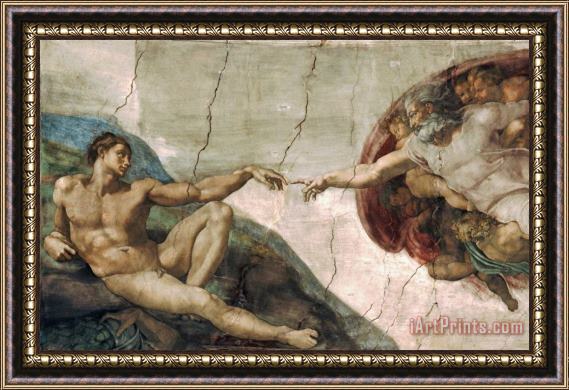 Michelangelo Buonarroti Michelangelo Creation of Adam Art Poster Print Framed Print