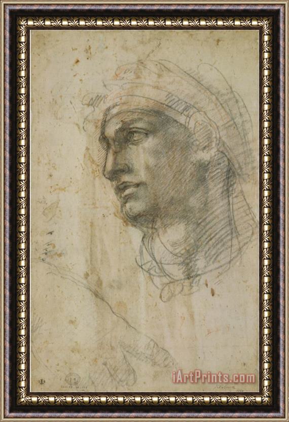 Michelangelo Buonarroti Michelangelo Head of Youth Framed Painting