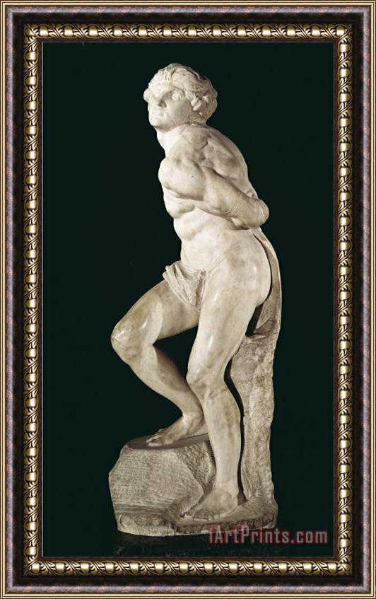 Michelangelo Buonarroti Michelangelo The Rebellious Slave Framed Painting