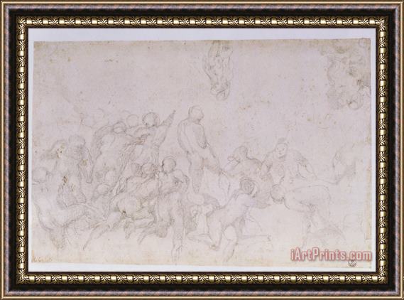Michelangelo Buonarroti Preparatory Sketch for The Battle of The Cascina And Two Additional Sketches Framed Print