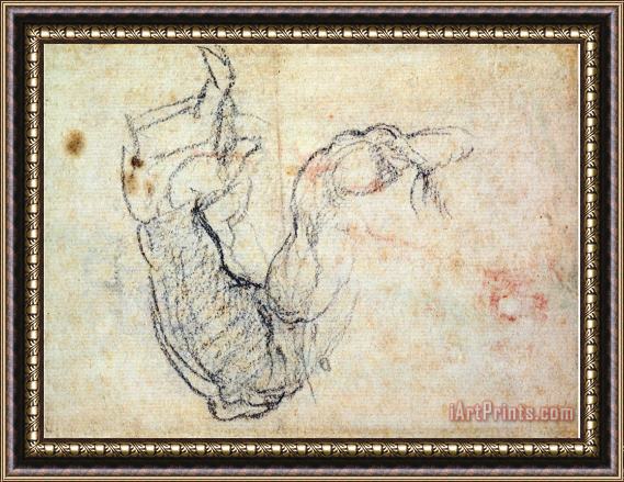 Michelangelo Buonarroti Preparatory Study for The Arm of Christ in The Last Judgement 1535 41 Framed Print