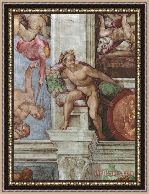 Michelangelo Buonarroti Sistine Chapel Ceiling 1508 12 Expulsion of Adam And Eve From The Garden of Eden Ignudo Framed Painting