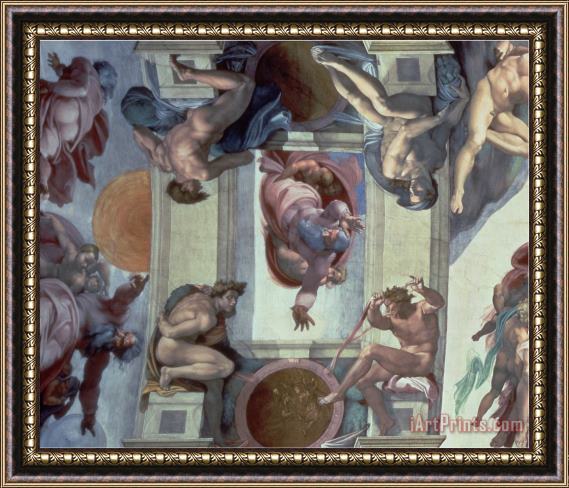 Michelangelo Buonarroti Sistine Chapel Ceiling 1508 12 The Separation of The Waters From The Earth 1511 12 Framed Painting