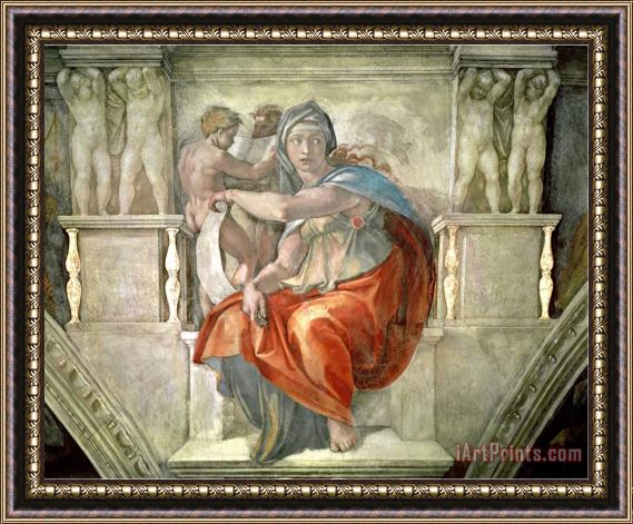 Michelangelo Buonarroti Sistine Chapel Ceiling Delphic Sibyl Framed Painting