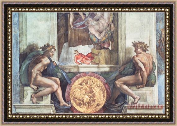 Michelangelo Buonarroti Sistine Chapel Ceiling Ignudi Framed Painting