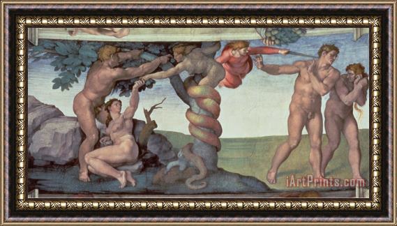 Michelangelo Buonarroti Sistine Chapel Ceiling The Fall of Man 1510 Framed Print